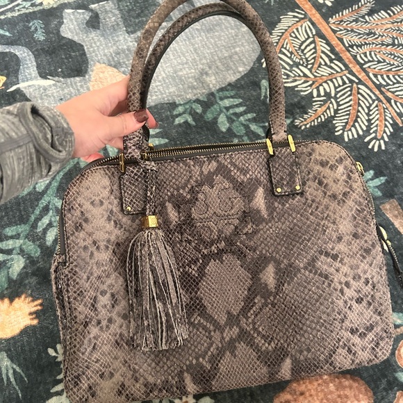 Tory Burch Brown Snakeskin Satchel - Picture 2 of 9